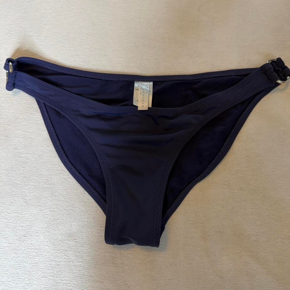 CR Acqua Navy‎ Blue Bikini Bottom Silver Ring Hardware Size L 2B3738 SLD
